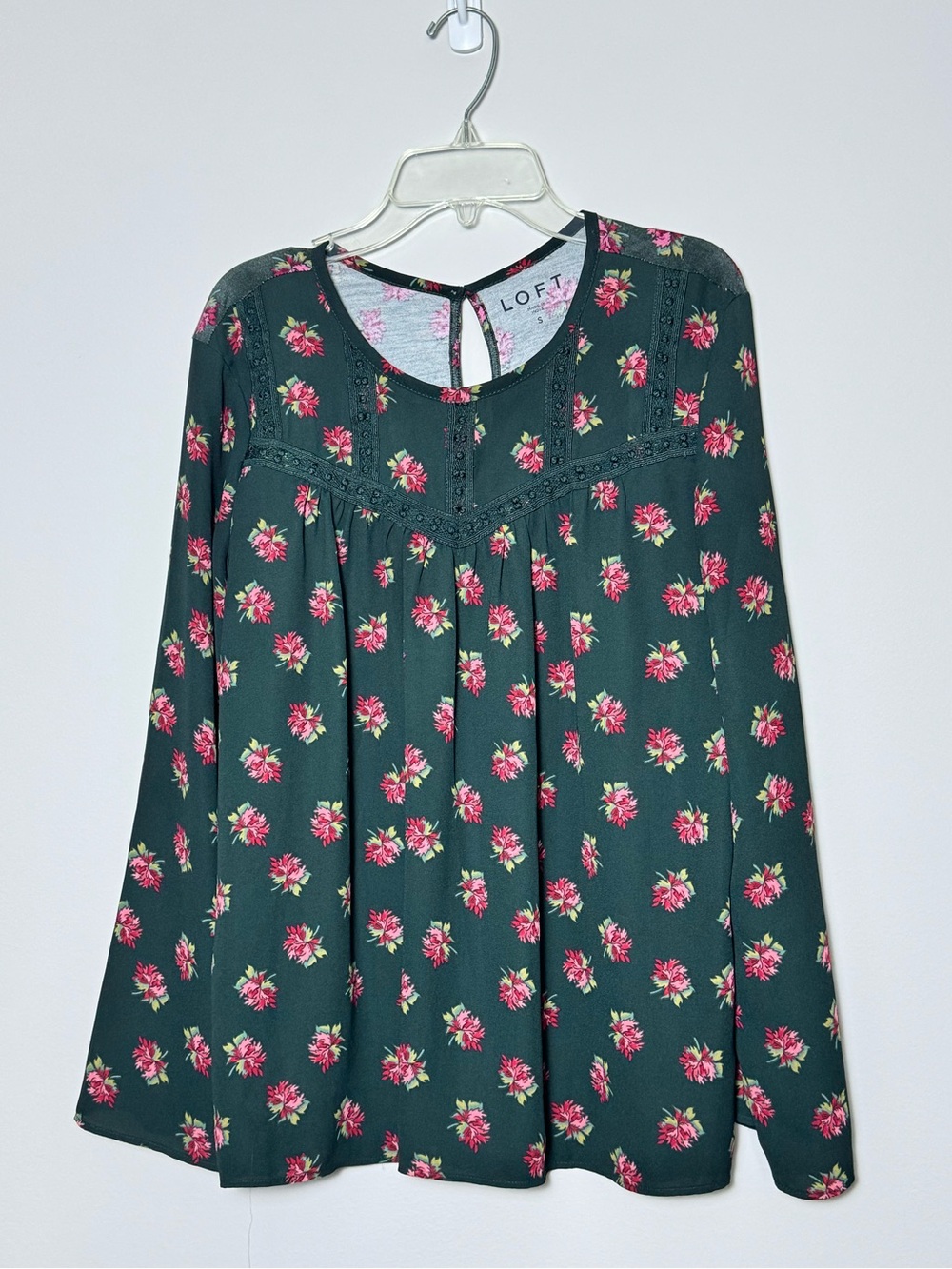 LOFT Floral Boho Babydoll Top | Romantic Prairie Cottagecore Style | Size S